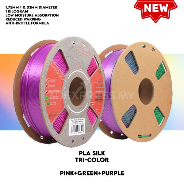 PLA PRO SILK TRI COLOUR (CO-EXTRUSION) FILAMENT 1KG - Extreme Series - Image 2