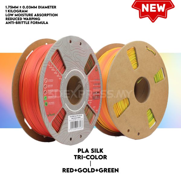 PLA PRO SILK TRI COLOUR (CO-EXTRUSION) FILAMENT 1KG - Extreme Series - Image 3