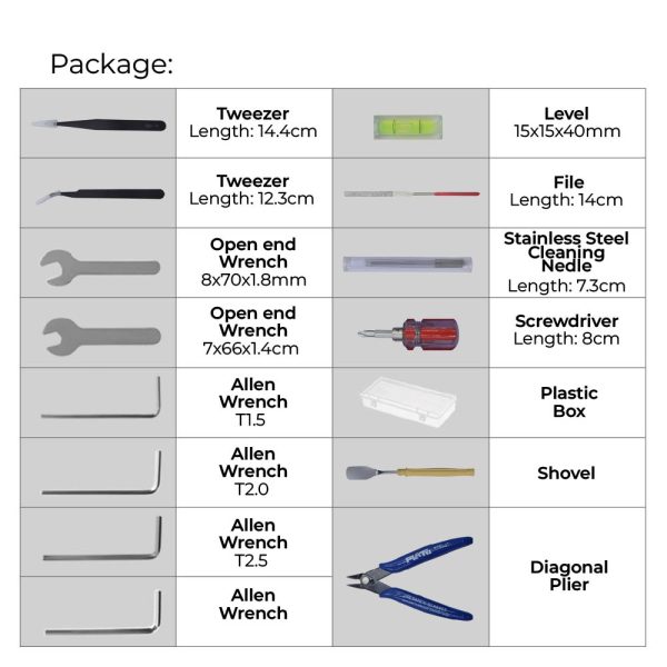 3D Printer DIY Full Tool Kit for 3D Printing Maintenance, Cleaning, Removing, Trimming, Finishing Accessories - 1 set - Image 3