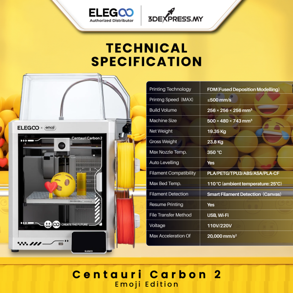 Elegoo Centauri Carbon 2 – Emoji Edition FDM 3D Printers - [UK] - Image 6